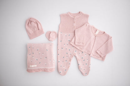 KIT MACACÃO E MANTA TRICOT BEBÊ MILENA - MINI LADY MINI LORD