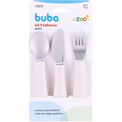 Kit 3 Talheres Buba Zoo Off White - Buba