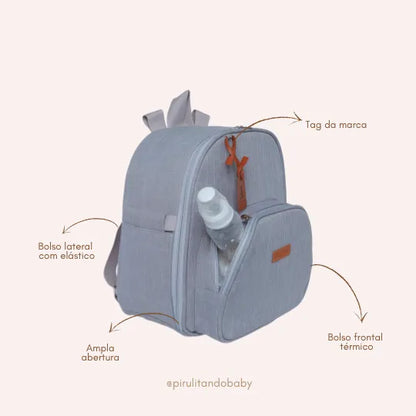 Mochila Térmica Cuidado Cinza - Pirulitando