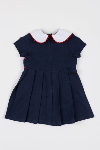 Vestido com Pregas Azul Marinho - Um Mais Um