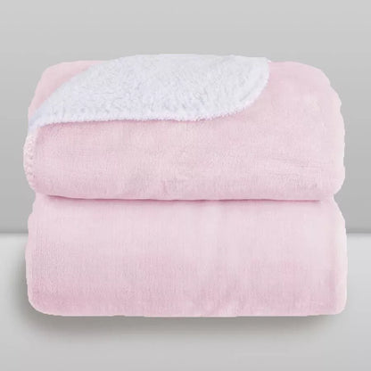 Cobertor Microfibra Plush com Sherpa Rosa Bebê - Laço Bebê