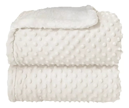 Cobertor Plush Com Sherpa Dots Bolinhas Branco - Laço Bebê