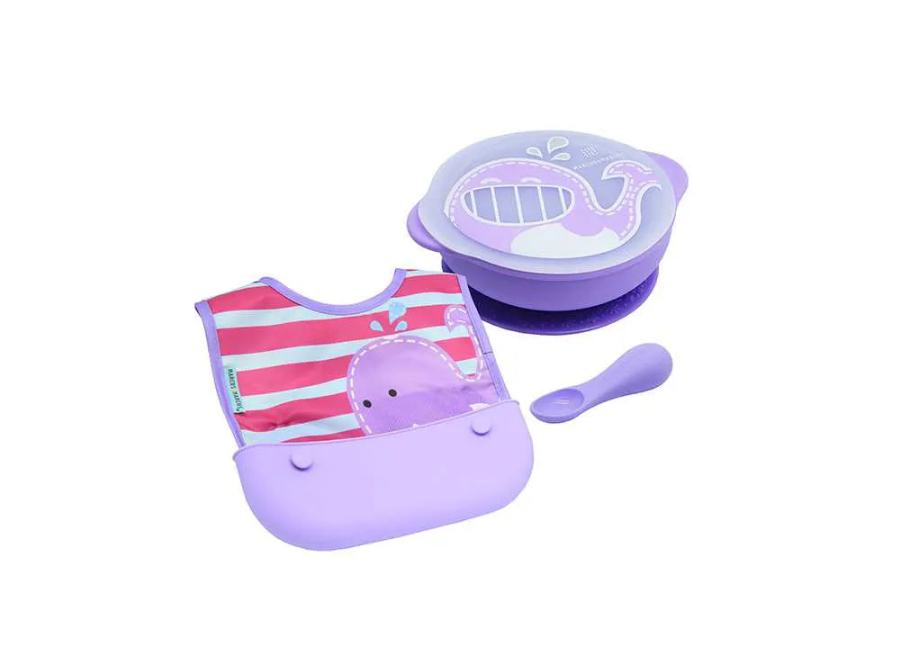Kit Alimentação com Tigela, Babador e Colher Baleia Willo - Marcus E Marcus