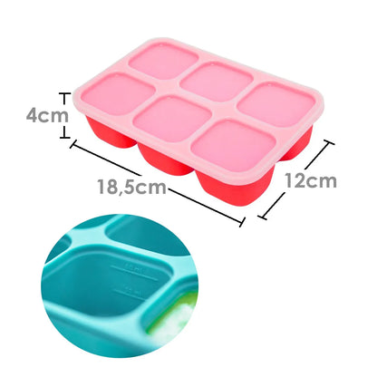 Forma para Congelar com 6 Cubos de 60ml Vermelho - Marcus e Marcus