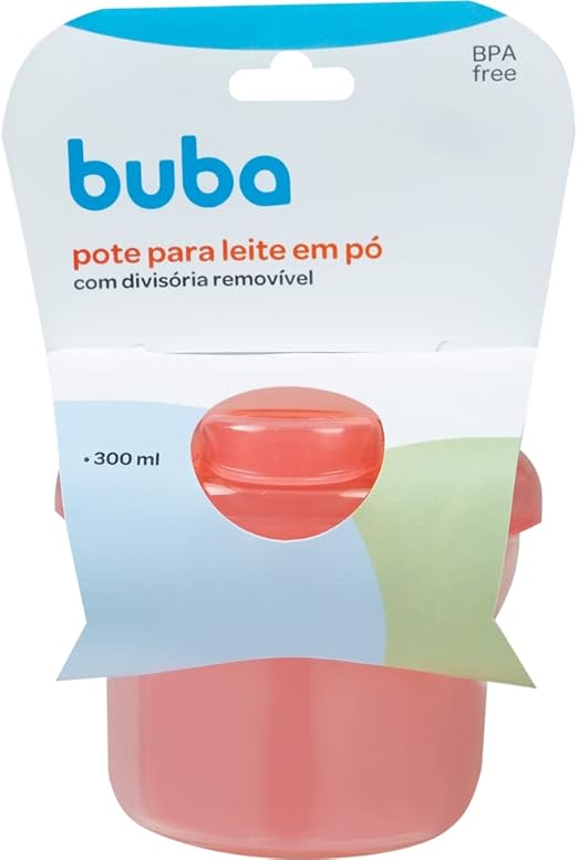 Pote Para Leite Em Pó Com Divisória Rosa - Buba