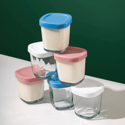 Kit 4 Potes De Vidro Para Armazenar Leite E Papinha 120ml Branco Petit Pia