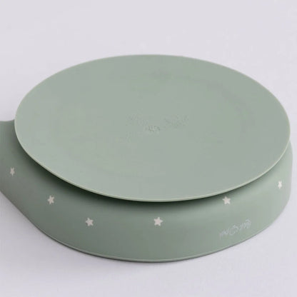 Kit Alimentacao 6 Pcs Prato, Copo, Babador 3 Colheres Verde - Petit Pia