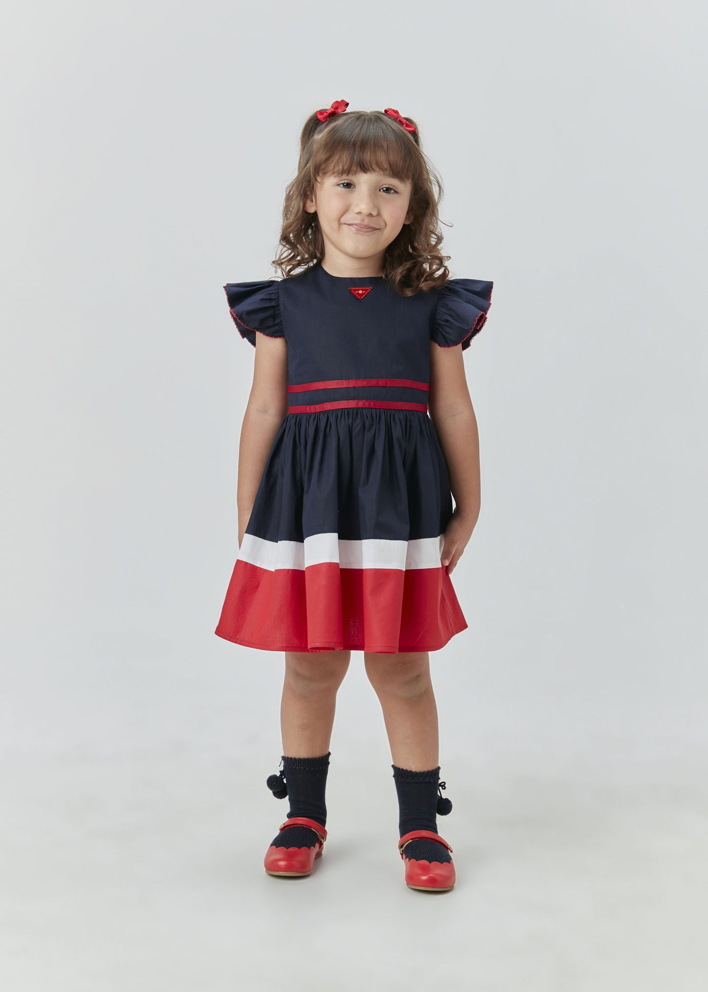 Vestido Midi em Tricoline Navy Marinho - Um Mais Um