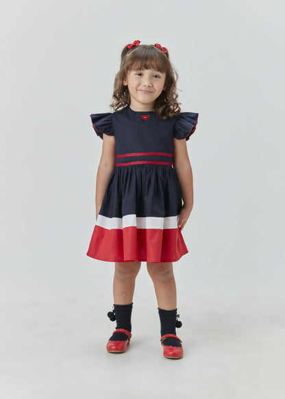 Vestido Midi em Tricoline Navy Marinho - Um Mais Um
