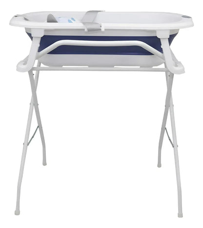Banheira Bubbly Dobrável Com Suporte Azul - Premium Baby
