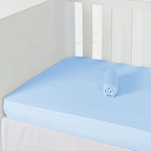 Lençol P/ Berço C/ Elástico Marshmallow Azul - Laço Bebê