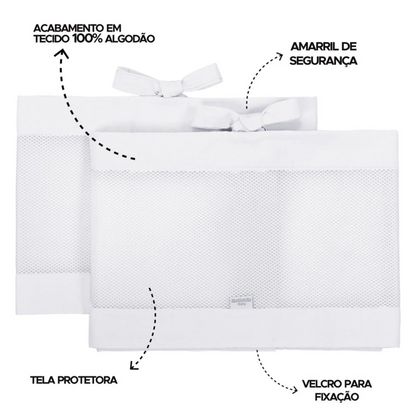 Tela Respirável para Berço 2 Peças Branco - Batistela Baby