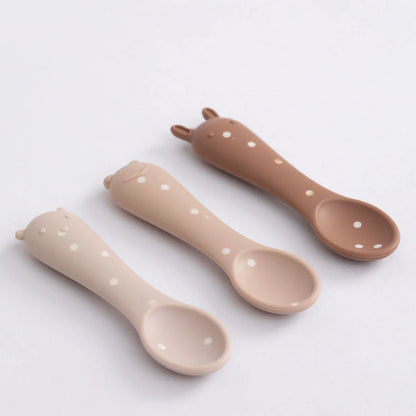 Kit Alimentação 6 Pcs Prato, Copo, Babador 3 Colheres Marrom - Petit Pia