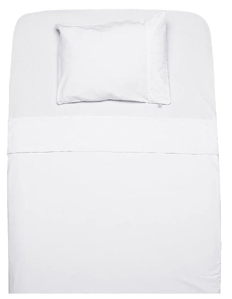 Kit Lençol de Berço Malha Branco/Lese - D'Bella For Baby
