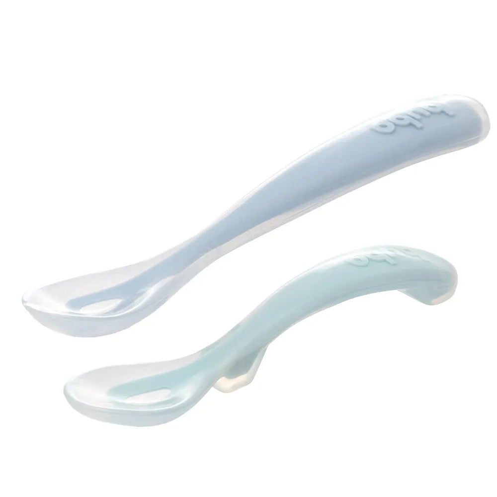 Kit 2 Colheres Em Silicone Fases 1 E 2 Azul - Buba