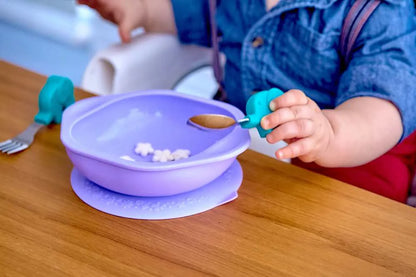 Kit Com Tigela Com Sucção E Primeiro Garfo E Colher Com Inox - Baleia Willo