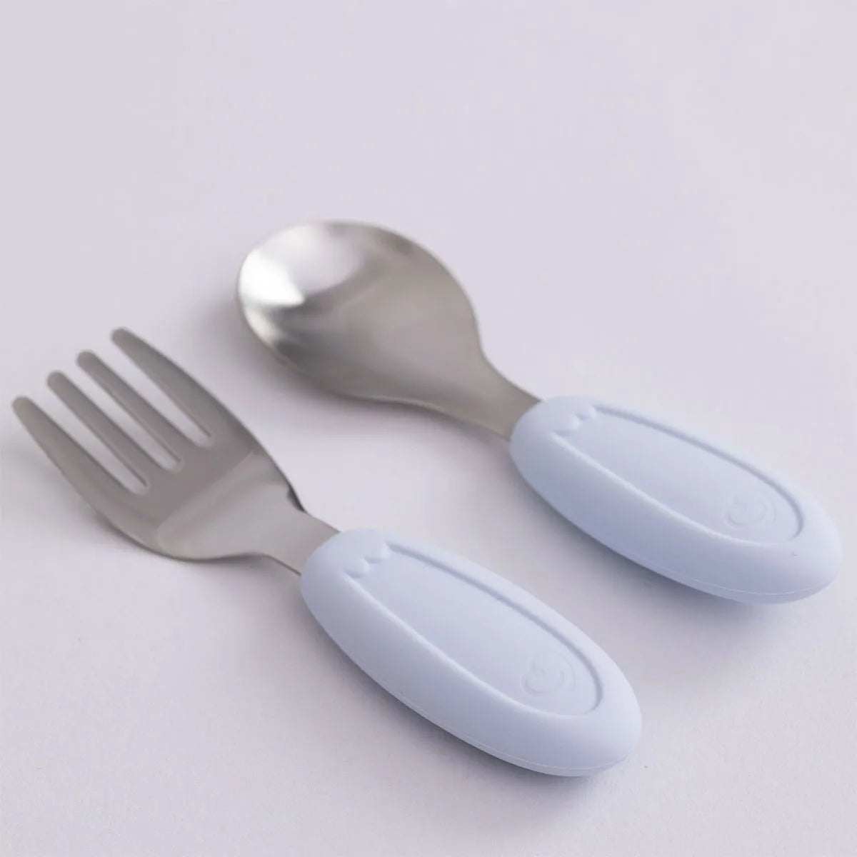 Kit Talher Em Aço Inox E Silicone C/ Estojo Azul - Petit Pia