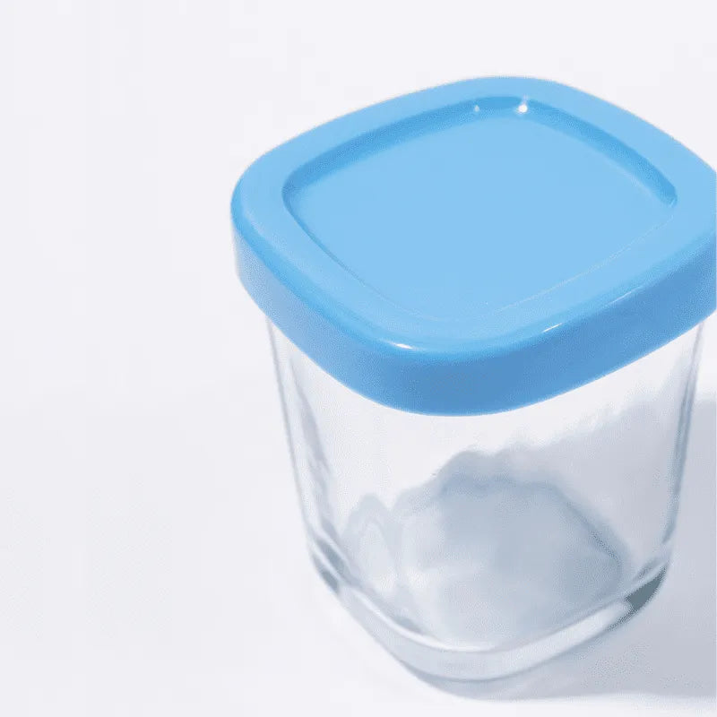 Kit 4 Potes De Vidro Para Armazenar Leite E Papinha 120ml Azul Petit Pia