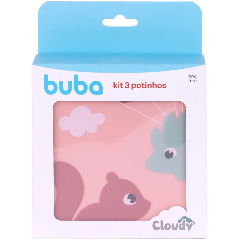 Kit 3 Potinhos Cloudy Rosa - Buba
