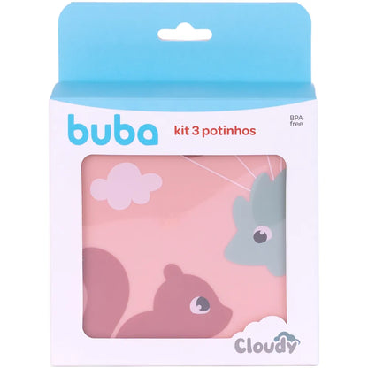 Kit 3 Potinhos Cloudy Rosa - Buba