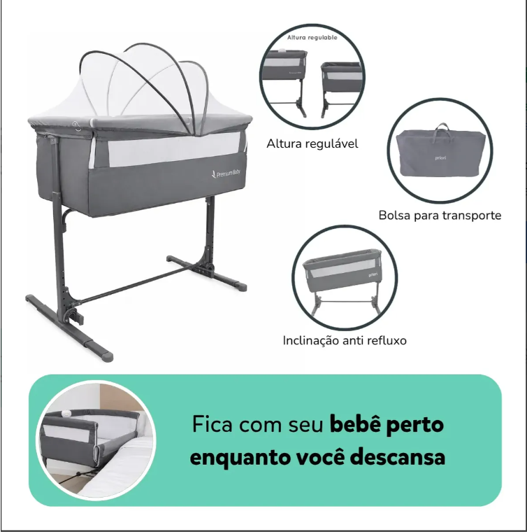 Berço Co Sleeper Golf Portátil Com Mo -  premium baby