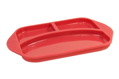Prato com 3 Divisórias em Silicone Vermelho - Marcus & Marcus