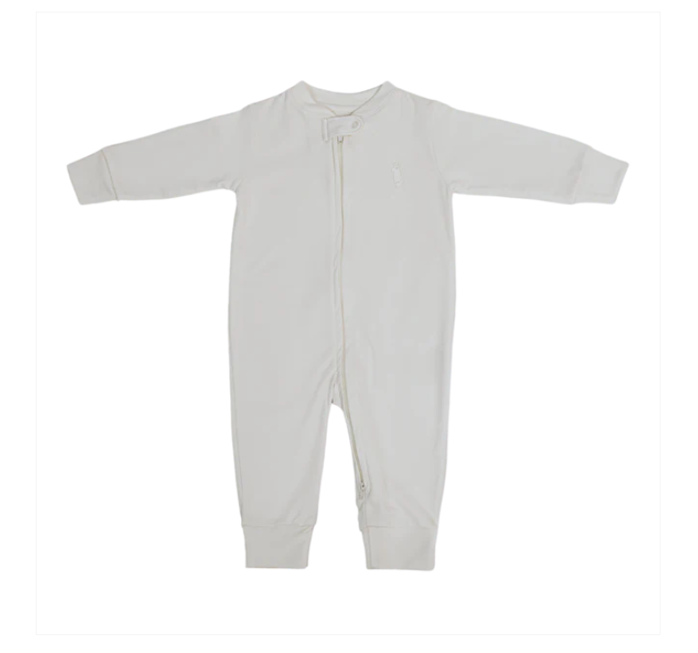 Macacão com Zíper e Pé Reversível Off-White - Pima Lima
