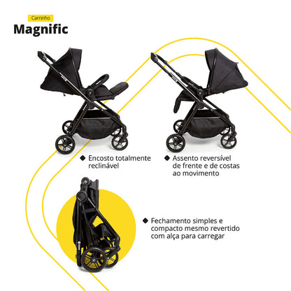 Travel Sistem Carrinho MAGNIFIC 5 EM 1 - FULL BLACK - SAFETY 1ST