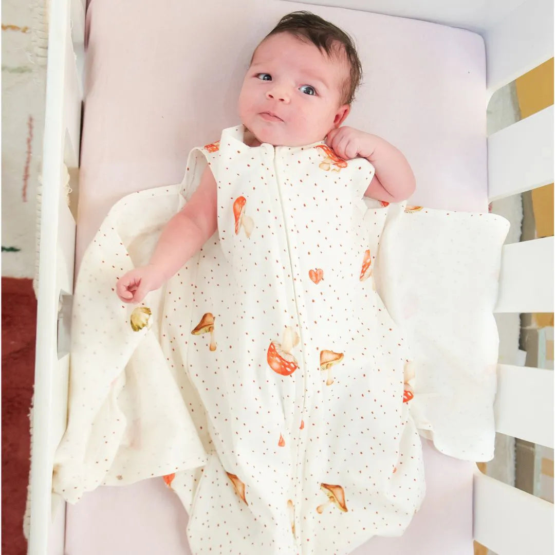Saco de Dormir Swaddle em Algodão Natural Cogumelo - Casulo De Anjo