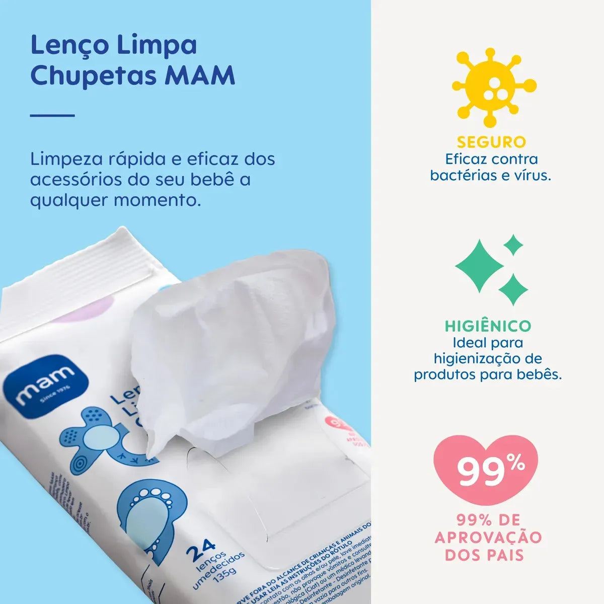 Limpa Chupetas Lenço Umedecido - Mam