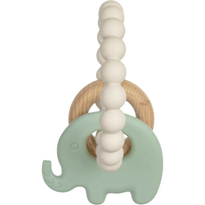 Mordedor Em Silicone E Bambu/elefante Verde - Buba