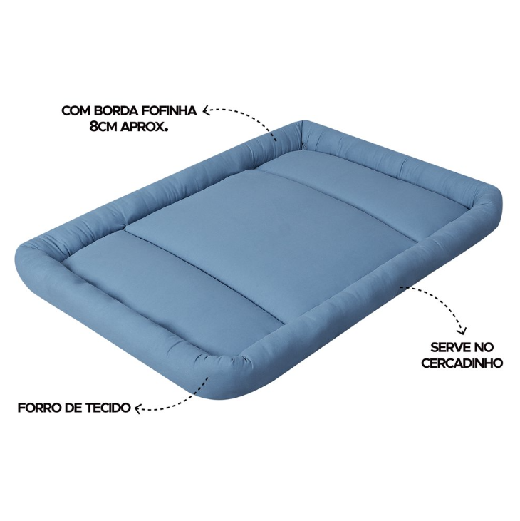 Colchonete Basic Dobrável 100% algodão Azul Petróleo - Batistela Baby