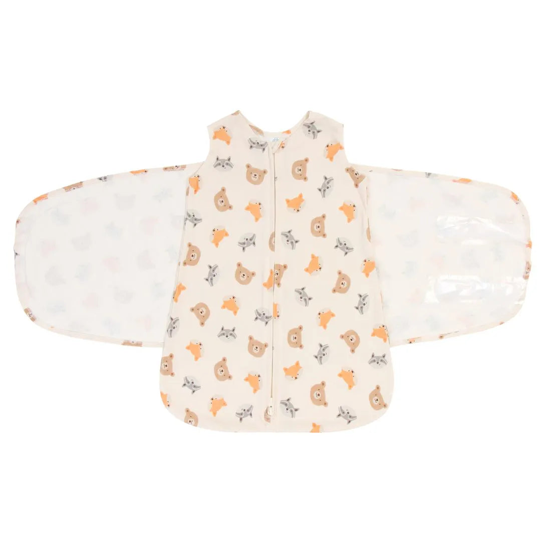 Saco de Dormir Swaddle em Algodão Natural Urso RN - (0 a 3 meses)