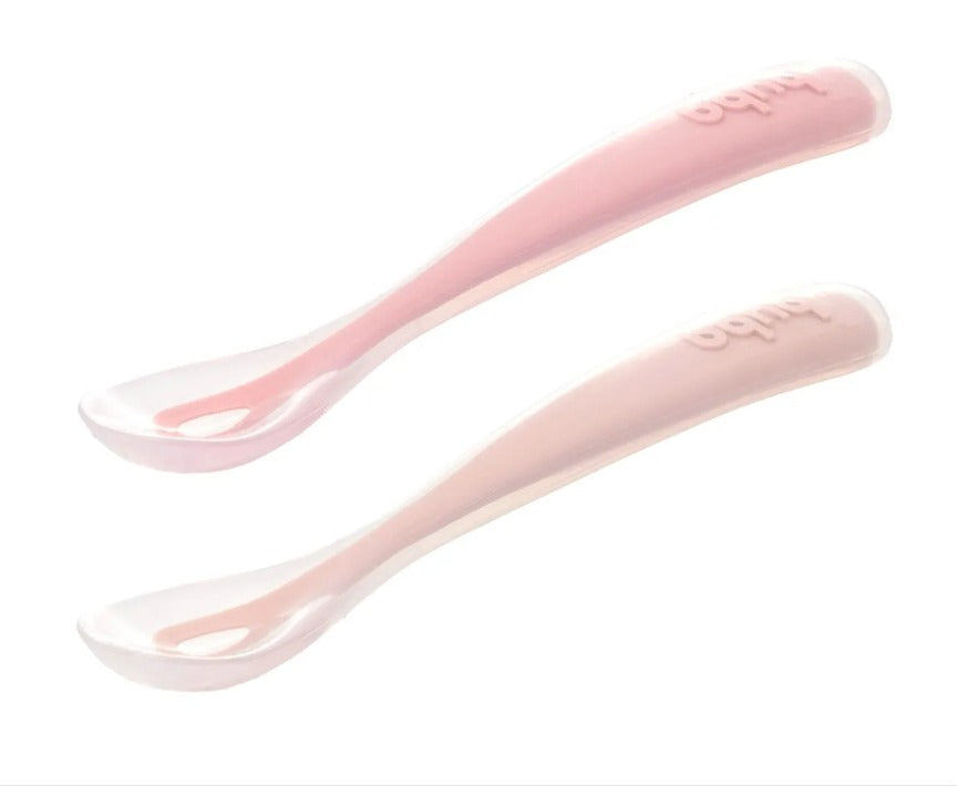 Kit 2 Colheres Em Silicone Fase 1 Rosa - Buba