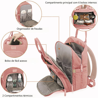 Mochila de Maternidade Alice Rosa - Laço Bebê