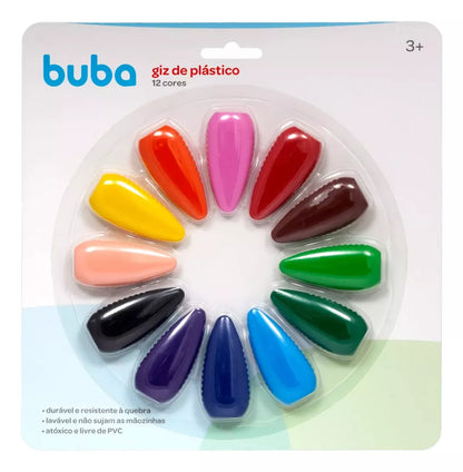 Giz De Plástico 12 Cores - Buba