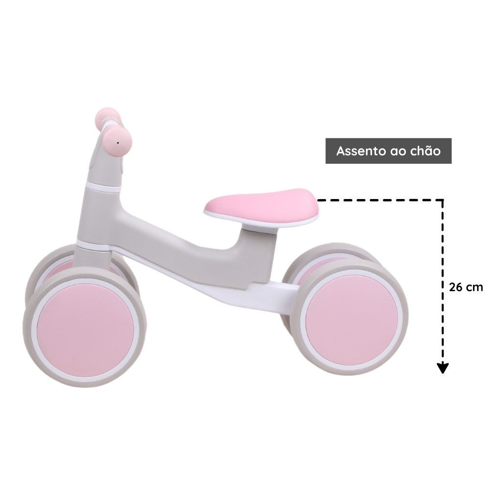 Bicicleta de Equilíbrio E-lite Rider Off-White com Rosa - Premium Baby