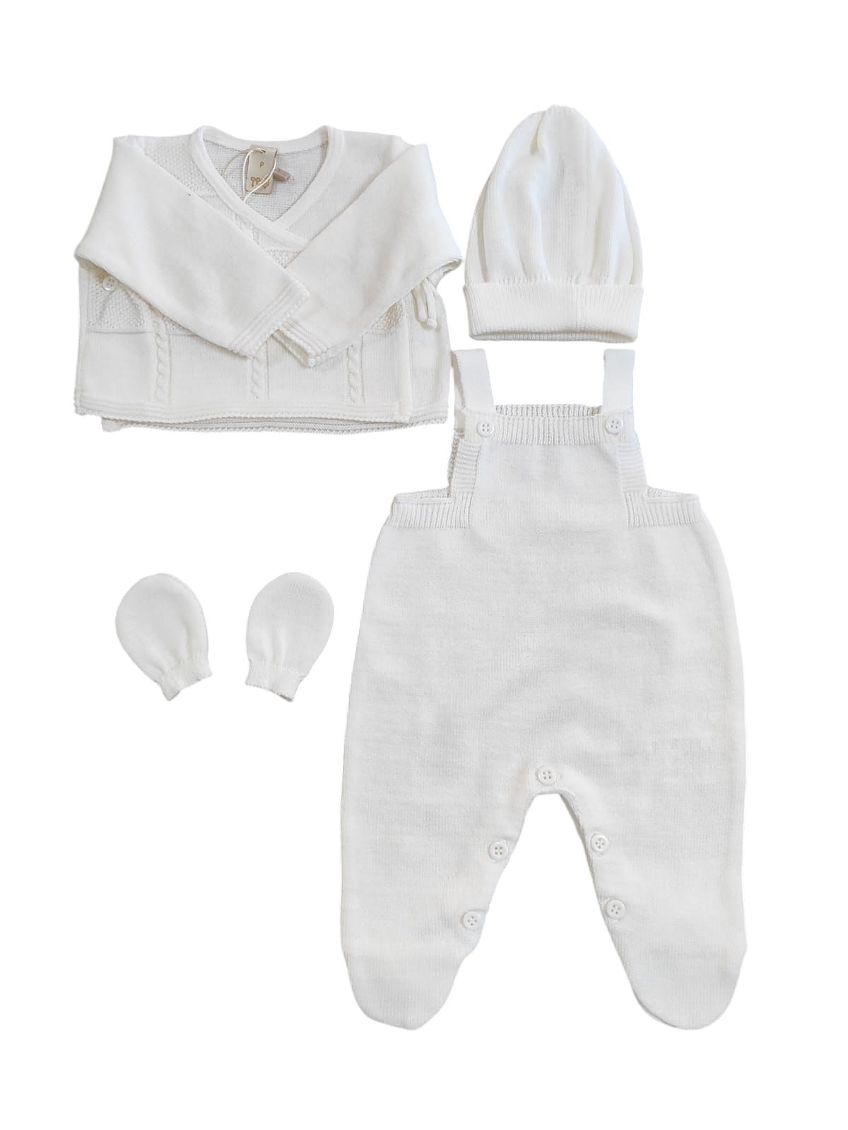 Kit toureiro e Manta Tricot Bebê Branco Unissex - Mini Lady Mini Lord
