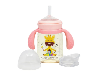 Copo De Transição Com Bico E Canudo 180ml - Marcus & Marcus  - Girafa Lola