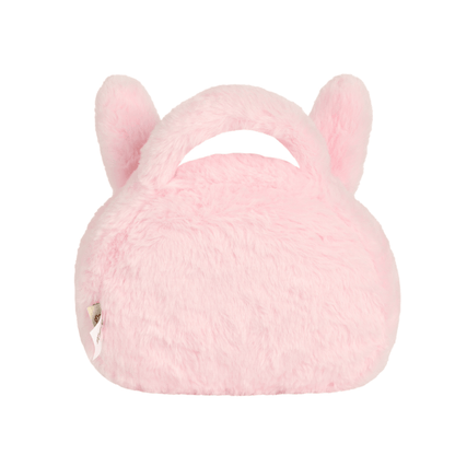 Bolsa Plush Coelha Rosa com Laço e Alça de Mão - Metoo