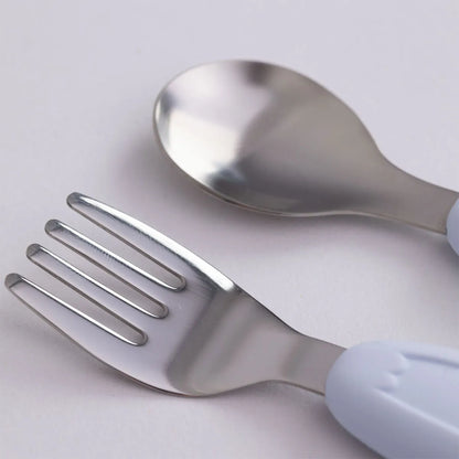 Kit Talher Em Aço Inox E Silicone C/ Estojo Azul - Petit Pia