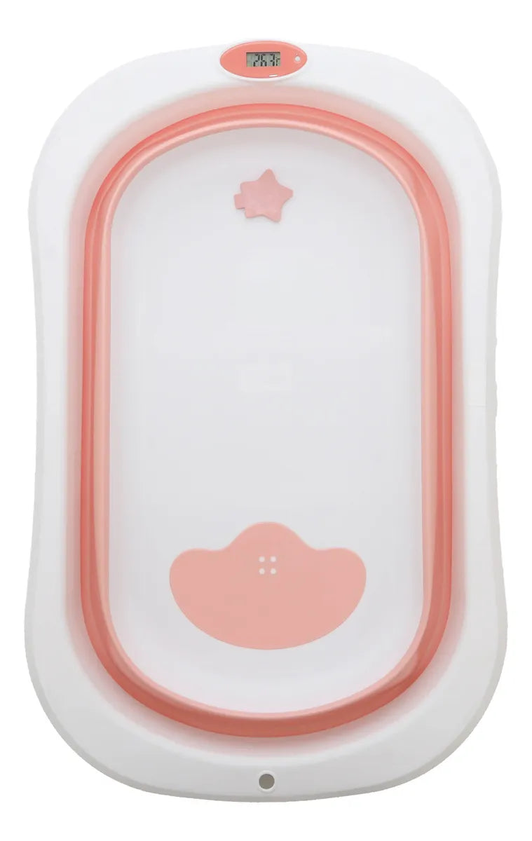 Banheira Bubbly Dobrável Com Suporte Rosa - Premium Baby