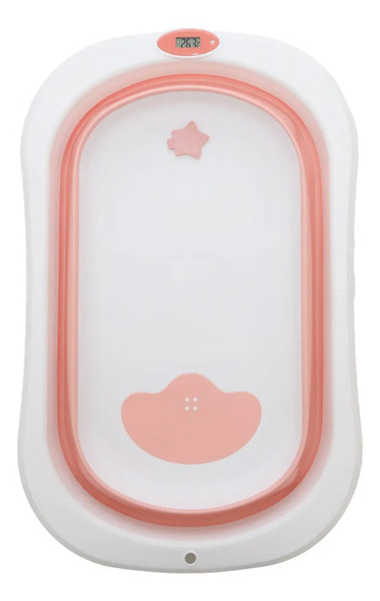 Banheira Bubbly Dobrável Com Suporte Rosa - Premium Baby