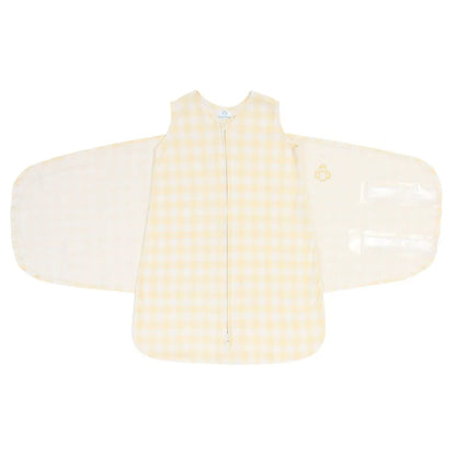 Saco de Dormir Swaddle em Algodão Natural Vichy Amarelo - Casulo De Anjo