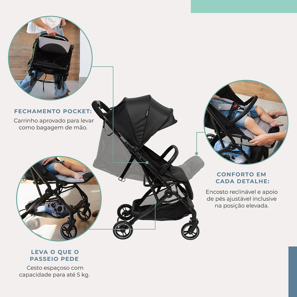 Carrinho Nino Inf Preto Infinito - Infanti