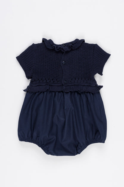 Banho de Sol com Tricot Azul Marinho - Um Mais Um