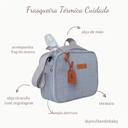 Frasqueira Térmica Cuidado Cinza - Pirulitando