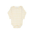 Body Bebê Manga Longa em Algodão Egípcio Vichy Amarelo - Casulo De Anjo