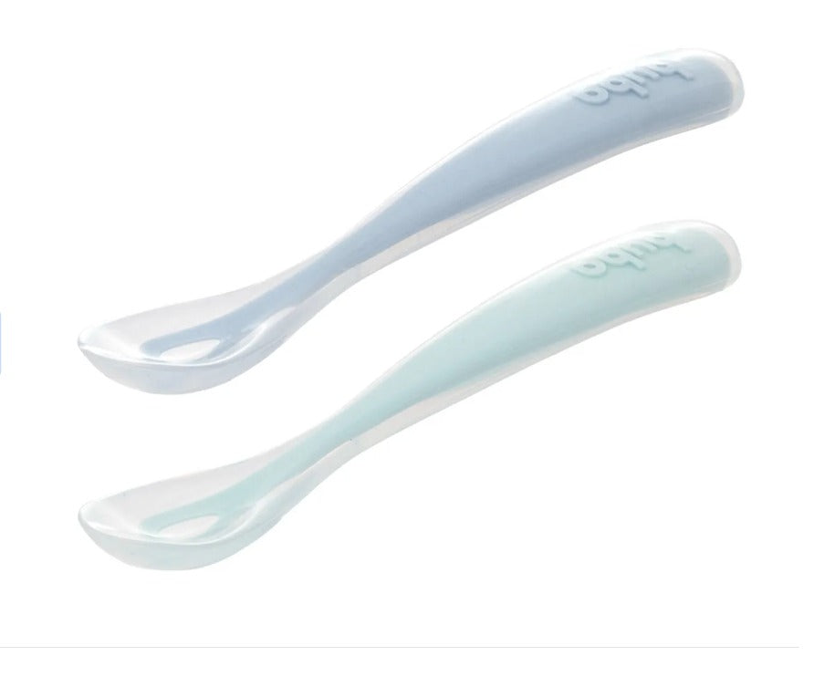 Kit 2 Colheres Em Silicone Fase 1 Azul - Buba