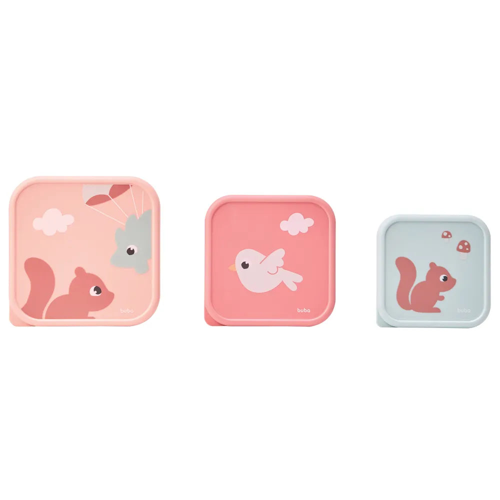 Kit 3 Potinhos Cloudy Rosa - Buba